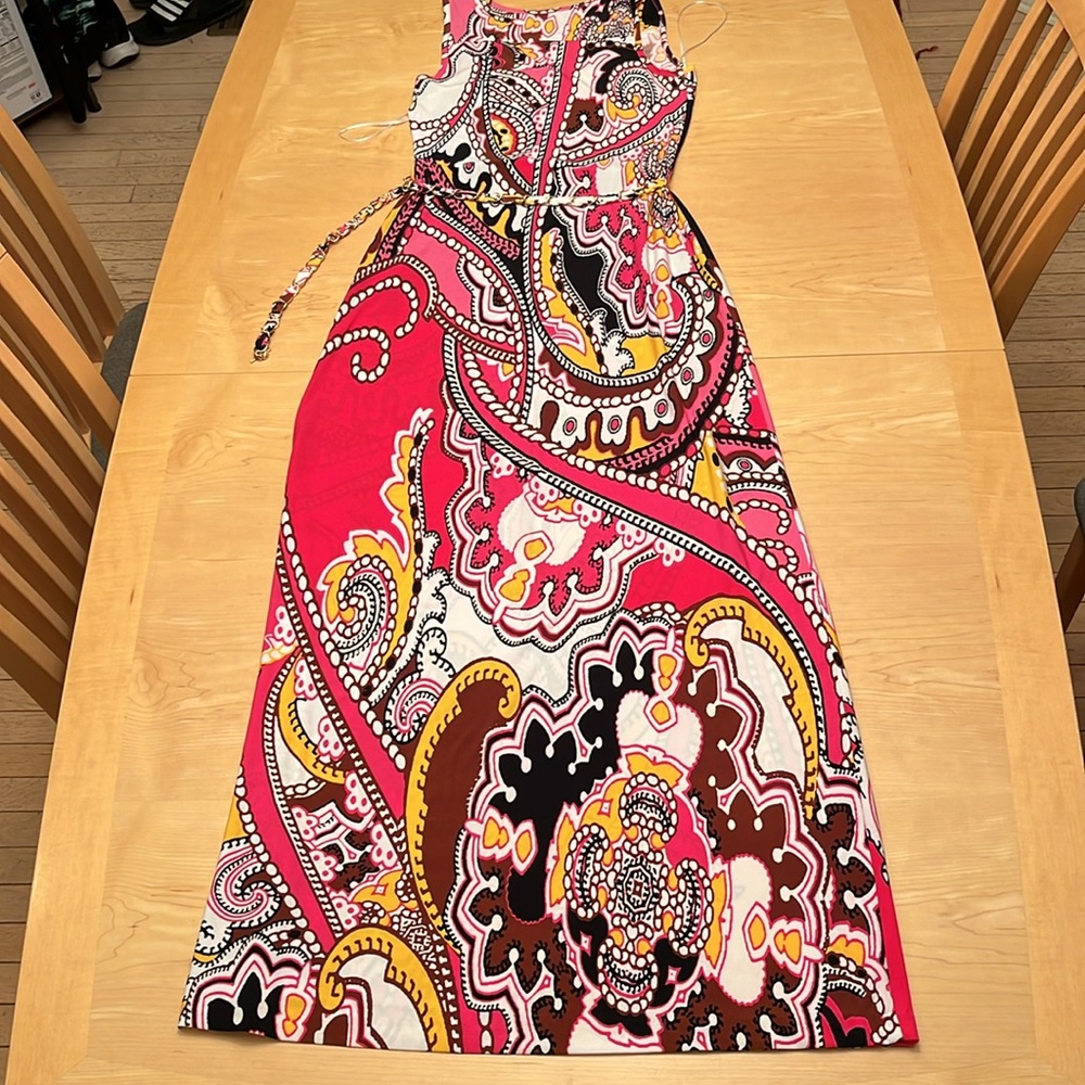 Cache Pink and White Paisley Print Maxi Dress - Sz M - Picture 10 of 16